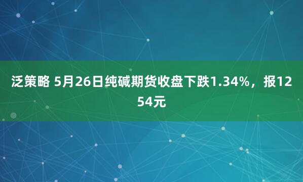 泛策略 5月26日纯碱期货收盘下跌1.34%，报1254元